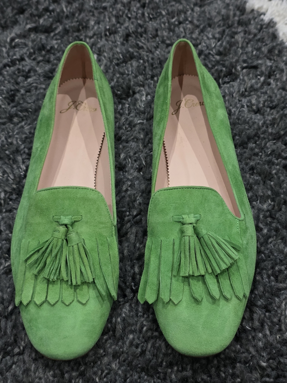 J. Crew Bright Green Suede Tassel Loafers Size 9 - Picture 9 of 9